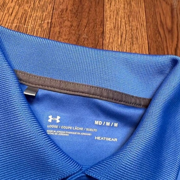 Under Armour Blue Heat Tech Retro Sportswear Button Golf Polo Shirt Medium - Picture 3 of 5